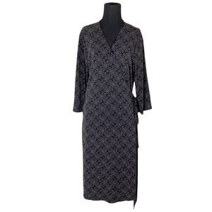 NWOT GEORGE Dress XL Stretch Wrap 3/4 Sleeve Knee Geometric Pattern